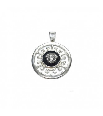 PE001577 Sterling Silver Pendant Genuine Solid Hallmarked 925 Gorgon With Black Enamel